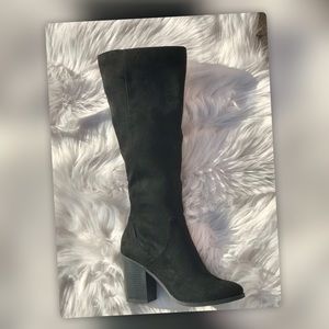 NEW Soda Black Faux Suede Knee High Heel Boot